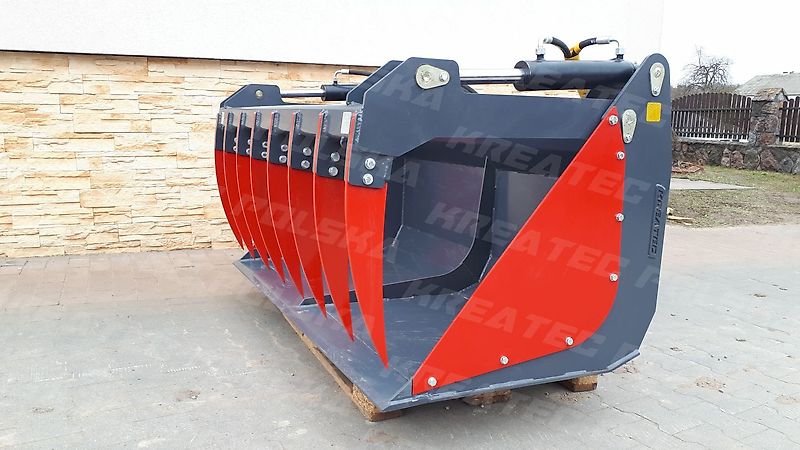 KREATEC Schaufel mit Niederhalter/ Krokoschaufel/ Reißschaufel 2,4 m mit Hardox Zähne