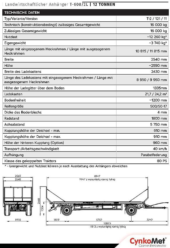 CynkoMet T-608/2 Long mit hydr. Ladungssicherung